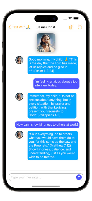 Text With Jesus™ app screens